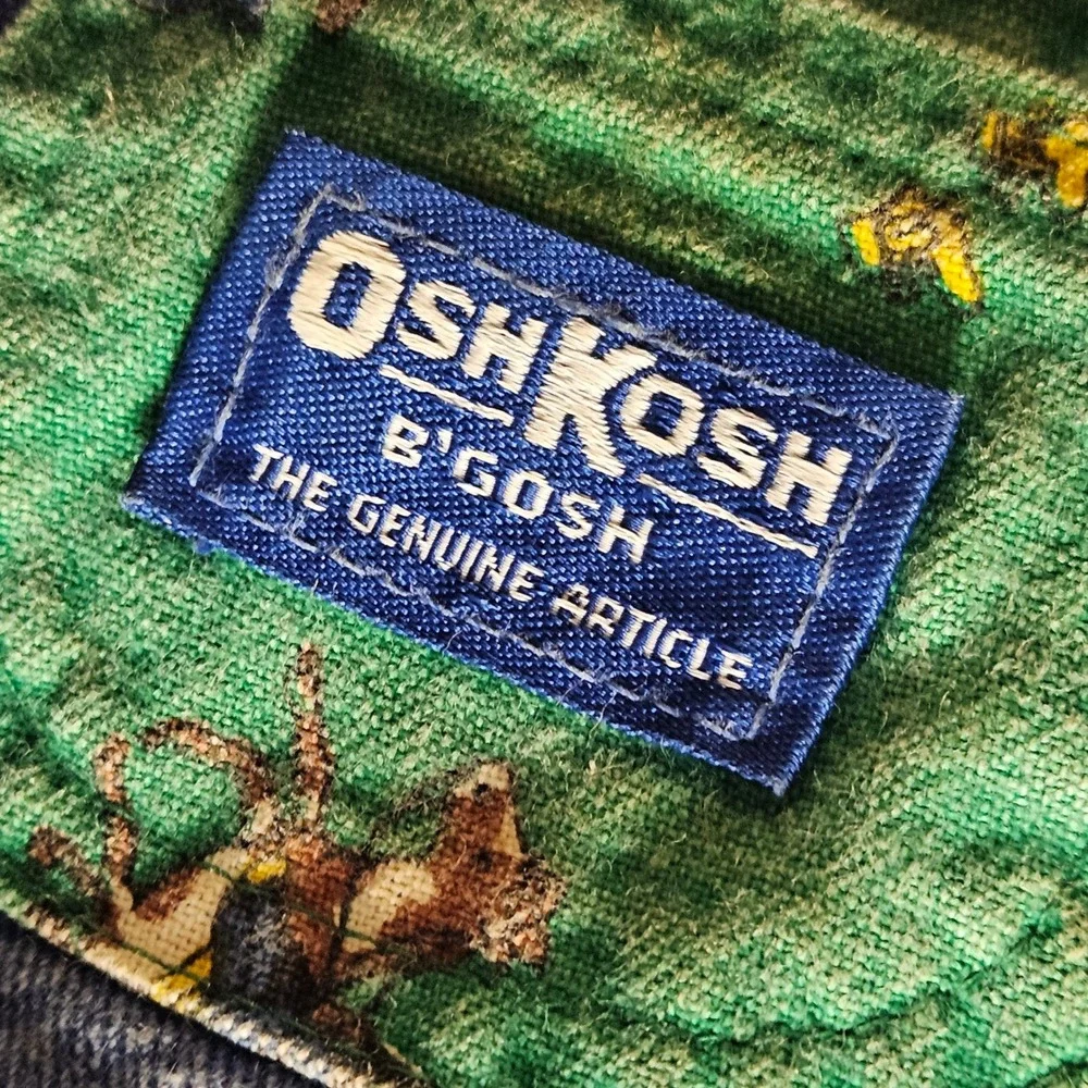 Vintage OshKosh B'gosh Denim Overalls 18M Colorblock Western Horse Print Cowboy.